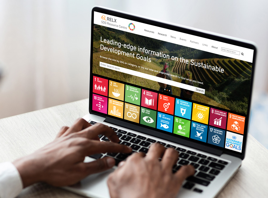 A laptop showing the RELX SDG Resource Centre