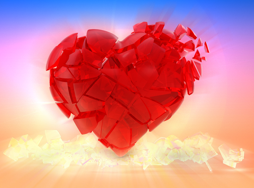 A large image of a breaking heart