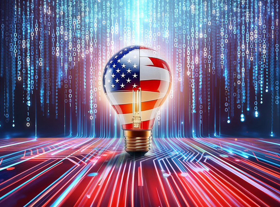 US flag lightbulb image