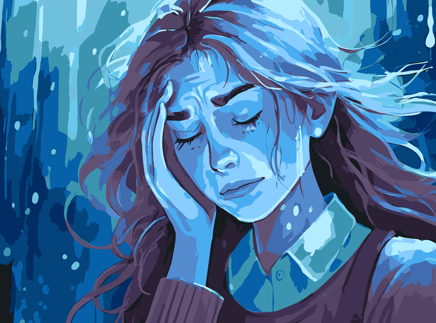 An AI generated illustration of an upset woman